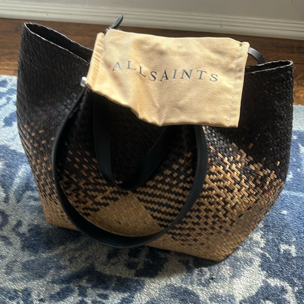 All Saints Allington straw tote bag